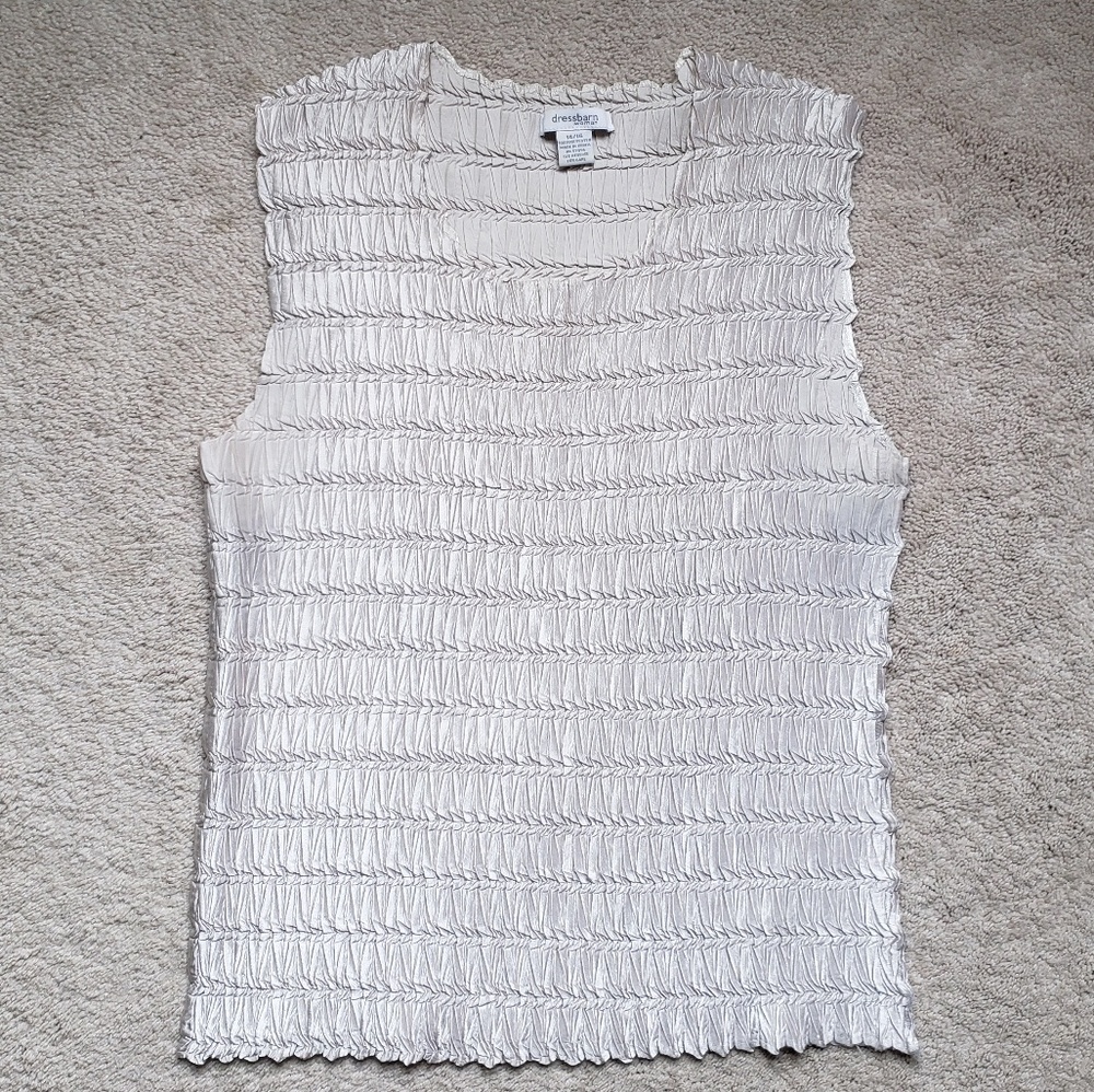 Y2K Dress Barn Shirred Champagne Sleeveless Top